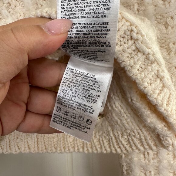 H&M Cream Texture-Knit Collar Gold & Pearl Button Cardigan Lady Jacket -NWOT - Picture 8 of 14